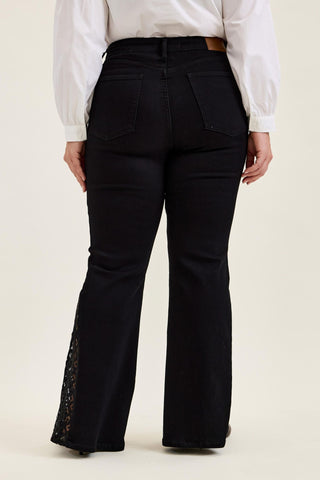 Judy Blue Mid Rise Jaqueline Black Lace Flare Denim Jeans 881177 - 3 Inseam Options