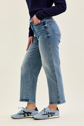 Judy Blue High Waist Tummy Control Peggy Ankle Straight Denim Jeans 881166 - Petite