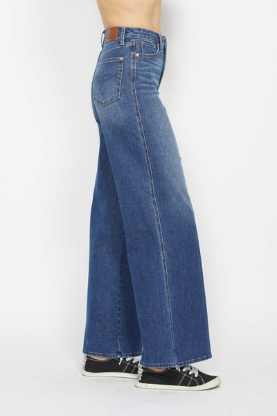 Judy Blue High Waist Tummy Control Retro Wide Leg Denim 88847-Jeans-Sunshine and Wine Boutique