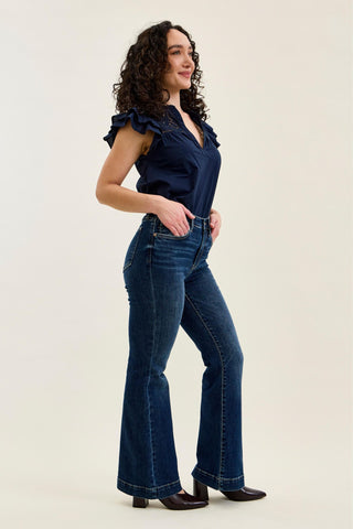 Judy Blue High Waist Trouser Flare Denim Jeans 82637 - Petite