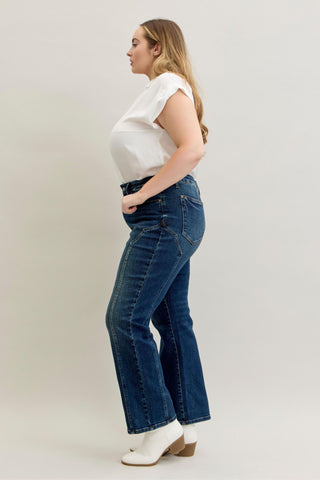 Judy Blue Mid Rise Western Seam Detail Straight Denim Jeans 881039