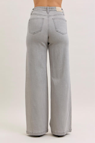 Judy Blue High Waist Gray Retro Wide Leg Denim Jeans 881048