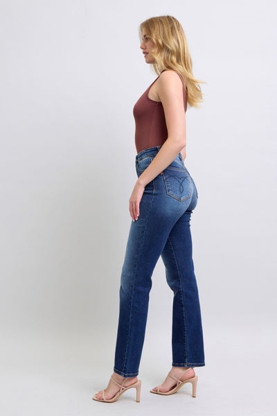 Judy Blue High Rise Vintage Wash Thermal Straight Denim Jeans 82631-Jeans-Sunshine and Wine Boutique