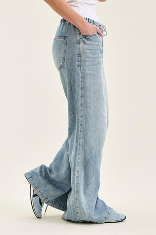 Judy Blue High Waist Featherweight Drawstring Palazzo Denim Jeans 881073