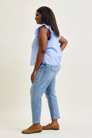 Judy Blue Mid Rise Vintage Wash Cell Phone Pocket Slim Denim Jeans 82626