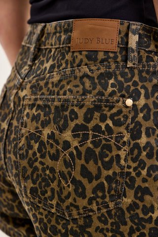 Judy Blue High Waist Rigid Magic Leopard Denim Short 150392