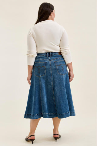 Judy Blue High Waist Lasso Stone Denim Skirt 2844