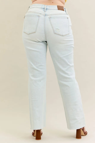 Judy Blue Full Size Destroy & Fray Hem Bootcut Jeans Plus Size
