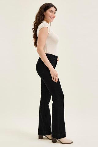 Judy Blue High Waist Tummy Control Black Daisy Bootcut Denim Jeans 881242