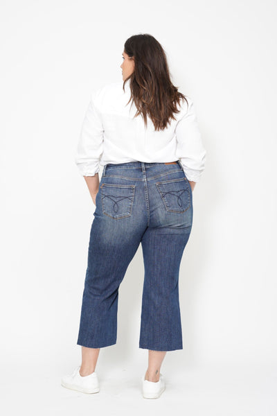 Judy Blue High Waist Back Pocket Embroidery Crop Wide Leg Denim 88873-Jeans-Sunshine and Wine Boutique