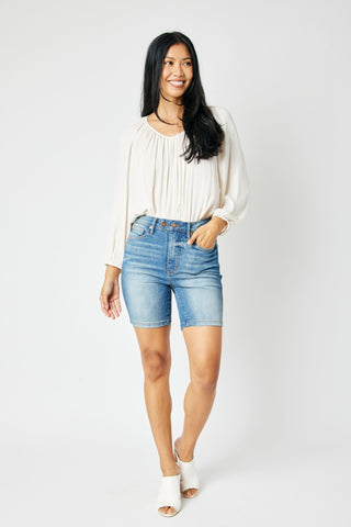 Judy Blue High Waist Tummy Control Double Button Denim Short 150269