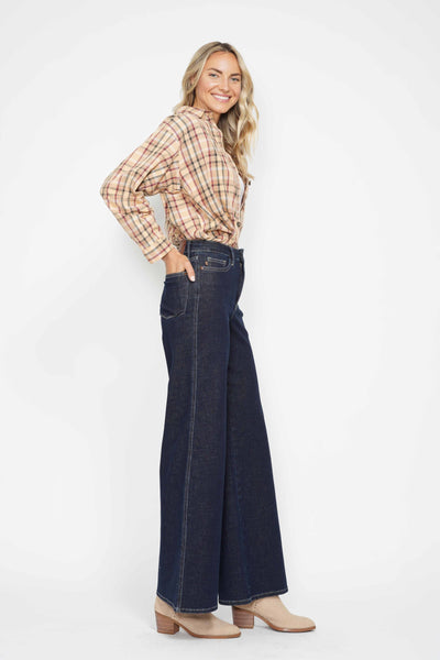 Judy Blue High Waist Tummy Control Retro Wide Leg Crop Denim 88849-Jeans-Sunshine and Wine Boutique