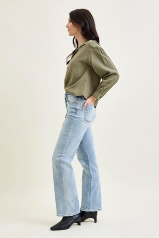 Judy Blue High Waist Light Wash Straight Denim Jeans 82501
