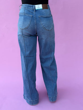 Judy Blue High Waist Liza Palazzo Shield Pocket Denim Jeans 881160 - 3 Inseam Options