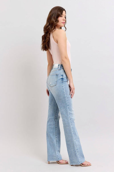 Judy Blue Mid Rise Light Wash Dad Denim Jeans 88926-Jeans-Sunshine and Wine Boutique