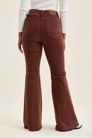 Judy Blue High Waist Cocoa Brown Lace Up Jaqueline Flare Denim Jeans 881179