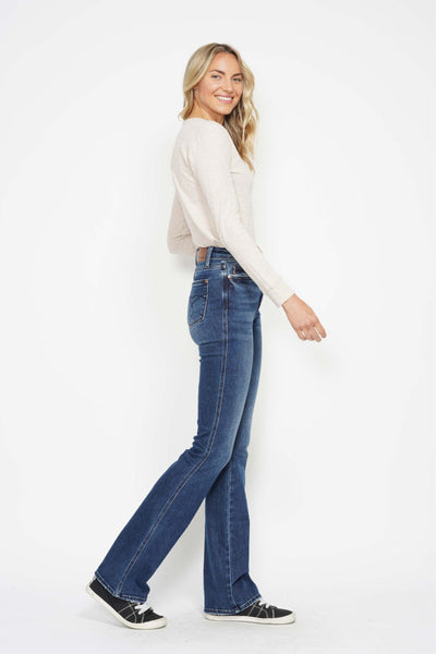 Judy Blue High Waist Tummy Control Back Pocket Embroidery Bootcut Denim Jeans 88786 - 3 Inseam Options: Short, Regular, Long-Jeans-Sunshine and Wine Boutique