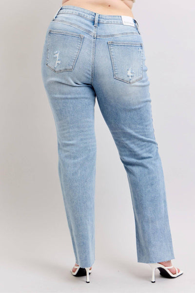 Judy Blue Mid Rise Light Wash Dad Denim Jeans 88926-Jeans-Sunshine and Wine Boutique