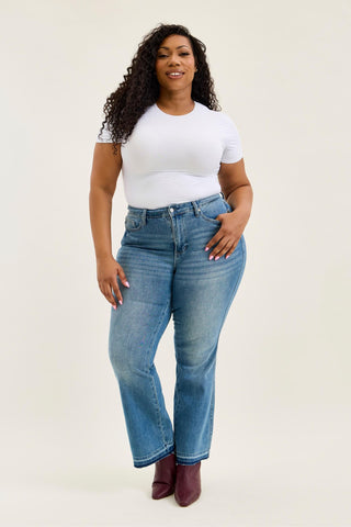 Judy Blue Mid Rise Tummy Control Release Hem Slim Bootcut Denim Jeans 881056