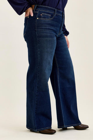 Judy Blue High Waist Lux Dark Twighlight Retro Wide Leg Denim Jeans 82748