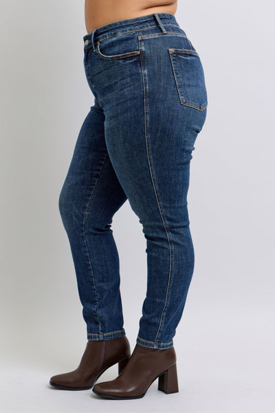 Judy Blue Mid Rise Tummy Control Classic Vintage Skinny Denim Jeans 88881-Jeans-Sunshine and Wine Boutique