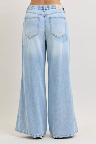 Judy Blue High Waist Featherweight Drawstring Palazzo Denim Jeans 881091