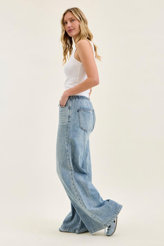 Judy Blue High Waist Featherweight Drawstring Palazzo Denim Jeans 881073