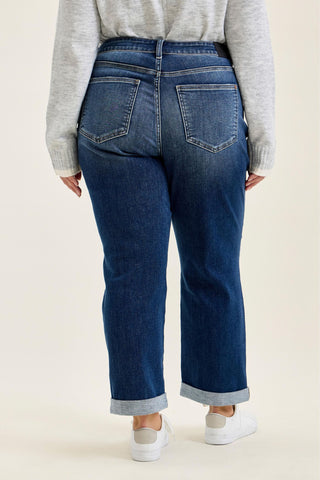 Judy Blue Mid Rise Billie Indigo Boyfriend Denim Jeans 82744