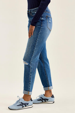 Judy Blue High Waist Rigid Magic Billie Cuffed Boyfriend Denim Jeans 881189