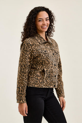 Judy Blue Rigid Magic Cicly Leopard Print Denim Jacket 7891