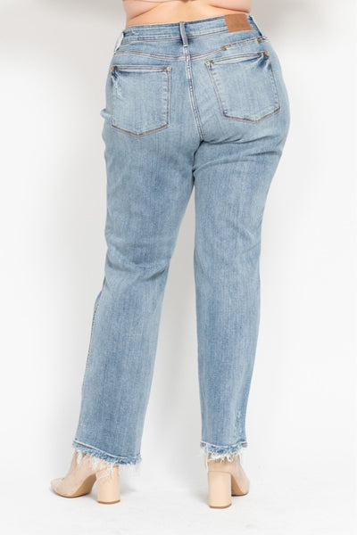 Judy Blue Mid Rise Yoke Cell Phone Pocket “Dad” Denim 82540-Jeans-Sunshine and Wine Boutique