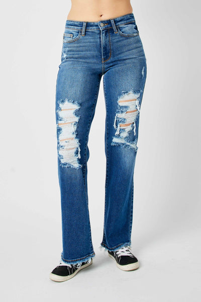 Judy Blue Mid Rise Dad Denim 82605-Jeans-Sunshine and Wine Boutique