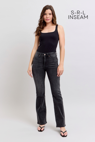 Judy Blue High Waist Tummy Control Black Bootcut Denim Jeans 88787 - 3 Inseam Options: Short, Regular, Long-Jeans-Sunshine and Wine Boutique