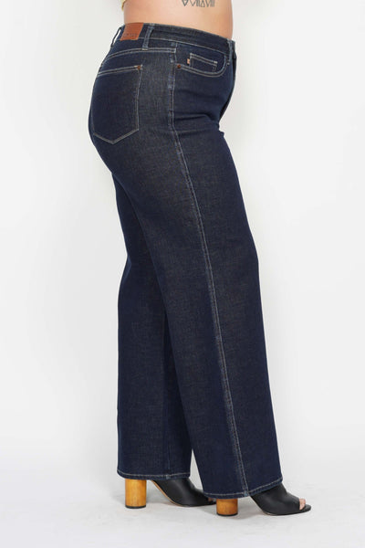 Judy Blue High Waist Tummy Control Retro Wide Leg Crop Denim 88849-Jeans-Sunshine and Wine Boutique