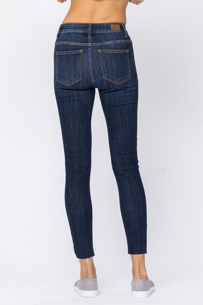 Judy Blue Mid Rise No Destroy Skinny Denim 82201-Jeans-Sunshine and Wine Boutique