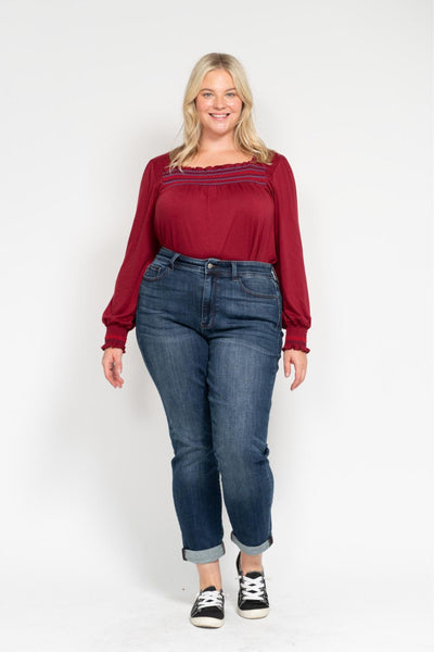 Judy Blue Basic Mid-Rise Cuffed Slim Denim 82428-Jeans-Sunshine and Wine Boutique