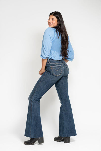 Judy Blue High Waist Tummy Control Shield Back Pocket Flare Denim Jeans 88882-Jeans-Sunshine and Wine Boutique