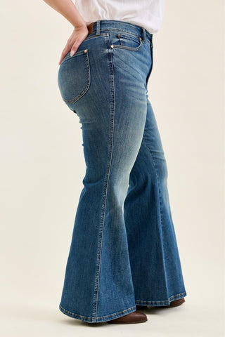 Judy Blue High Waist Tummy Control Jaqueline Flare Denim Jeans 881125