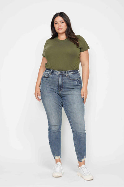 Judy Blue High Waist Tummy Control Vintage Wash Destroy Skinny Denim 88769-Jeans-Sunshine and Wine Boutique