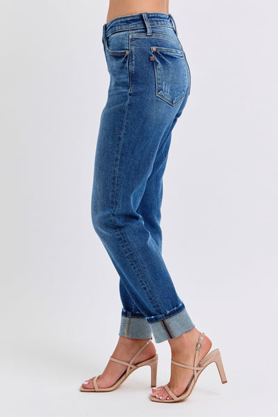 Judy Blue Mid Rise Vintage Wash Boyfriend Denim Jeans 82624-Jeans-Sunshine and Wine Boutique