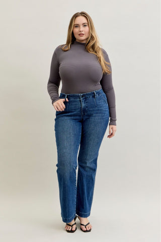 Judy Blue Mid Rise Tummy Control Trouser Welt Pockets Bootcut Denim Jeans 881052