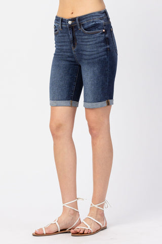 Judy Blue High Waist Bermuda Cuffed Denim Short 15225