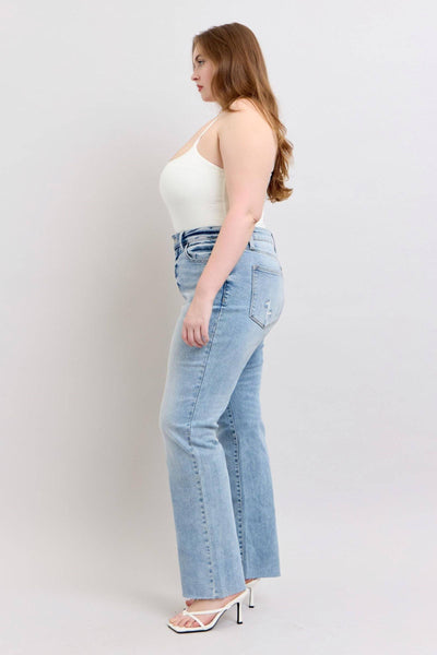 Judy Blue Mid Rise Light Wash Dad Denim Jeans 88926-Jeans-Sunshine and Wine Boutique