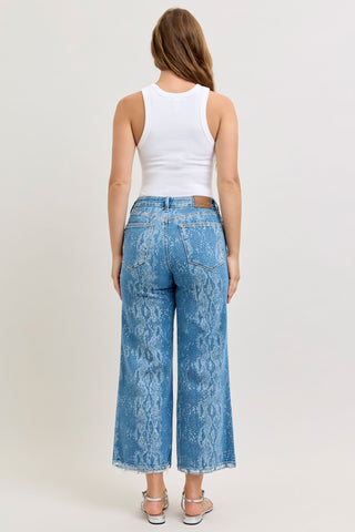 Judy Blue High Waist Ankle Wide Leg Denim Jeans 881107