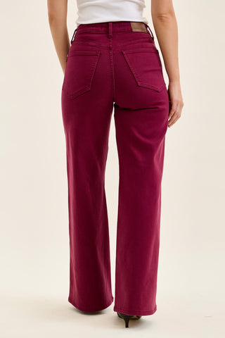 Judy Blue High Waist Tummy Control Boysenberry Retro Wide Leg Denim Jeans 881168