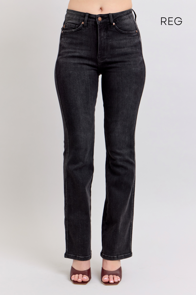 Judy Blue High Waist Tummy Control Black Bootcut Denim Jeans 88787 - 3 Inseam Options: Short, Regular, Long-Jeans-Sunshine and Wine Boutique