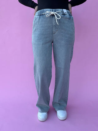 Judy Blue High Waist Aged Stone Knit Wilhelmina Baggy Denim Jeans 881127