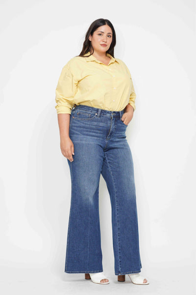 Judy Blue High Waist Tummy Control Retro Wide Leg Denim 88847-Jeans-Sunshine and Wine Boutique