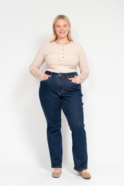 Judy Blue High Waist "Tummy Control" Classic Straight Denim 88575-Jeans-Sunshine and Wine Boutique