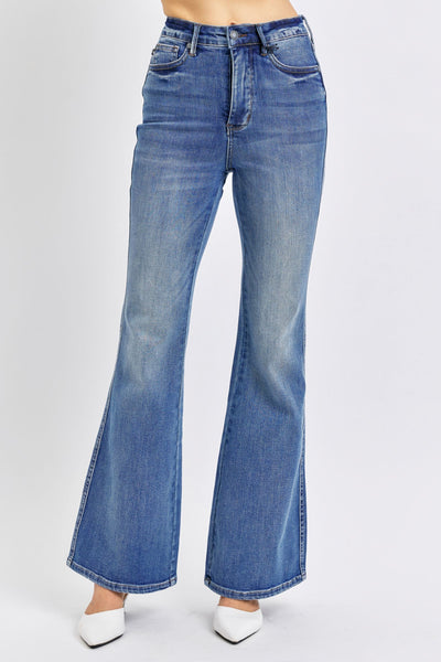 Judy Blue High Waist Tummy Control Contrast Flare Denim 88855-Jeans-Sunshine and Wine Boutique